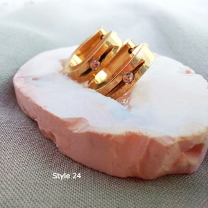Gold Stainless Steel Hoop Earrings Huggies Oval Gift for Her for woman