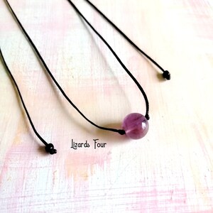 Amethyst Bead Choker Necklace: Adjustable Boho Waterproof Jewelry
