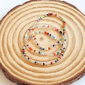 Colorful Beaded Stretch Bracelet Set: Boho Summer Stacking Bracelets