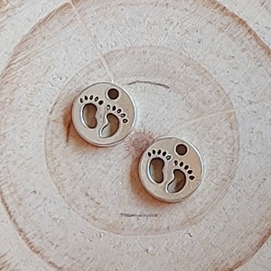 2PCS | Baby Feet Charms Pendant, Little Baby Foot Round Charm, Supplies for Diy Jewelry