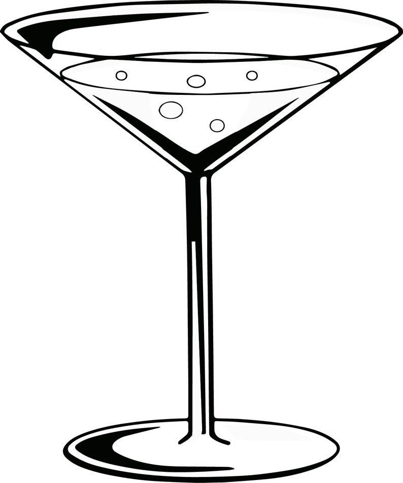 Martini Glass Svg Cocktail Glass Clipart Cut File for Etsy