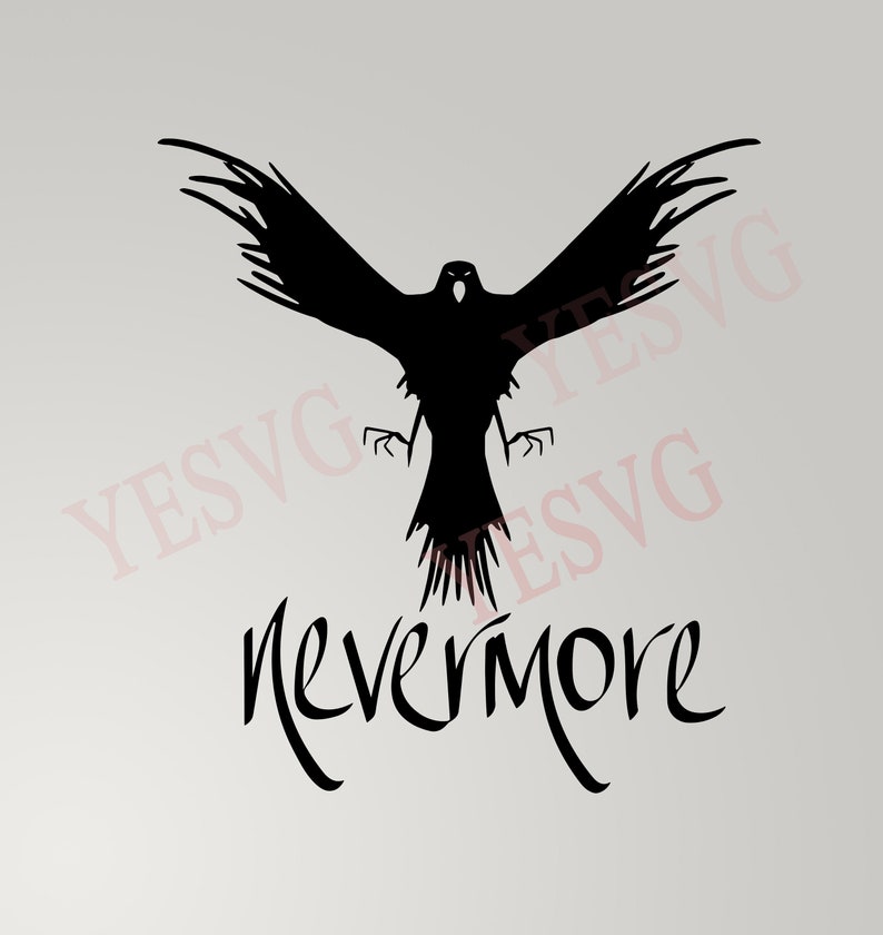 Download Nevermore SVG Raven svg file Edgar Allen poe clipart Flying | Etsy