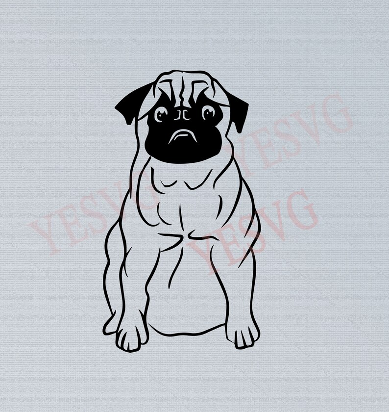 Download Pug dog SVG file Cute pug clipart Funny cartoon pug dog ...