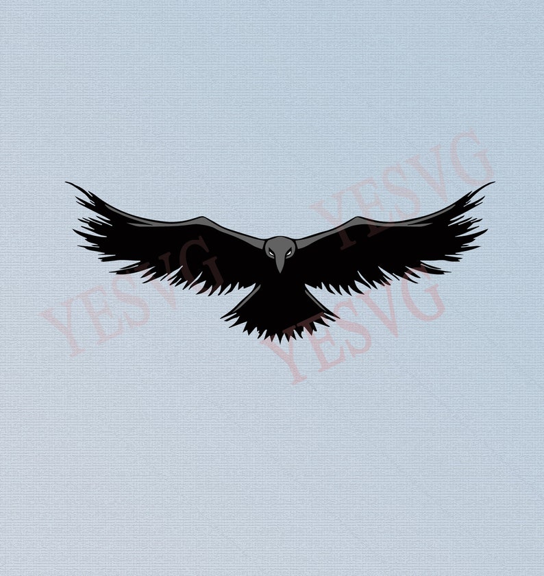 Flying Raven SVG file Crow svg Bird clipart Raven SVG | Etsy