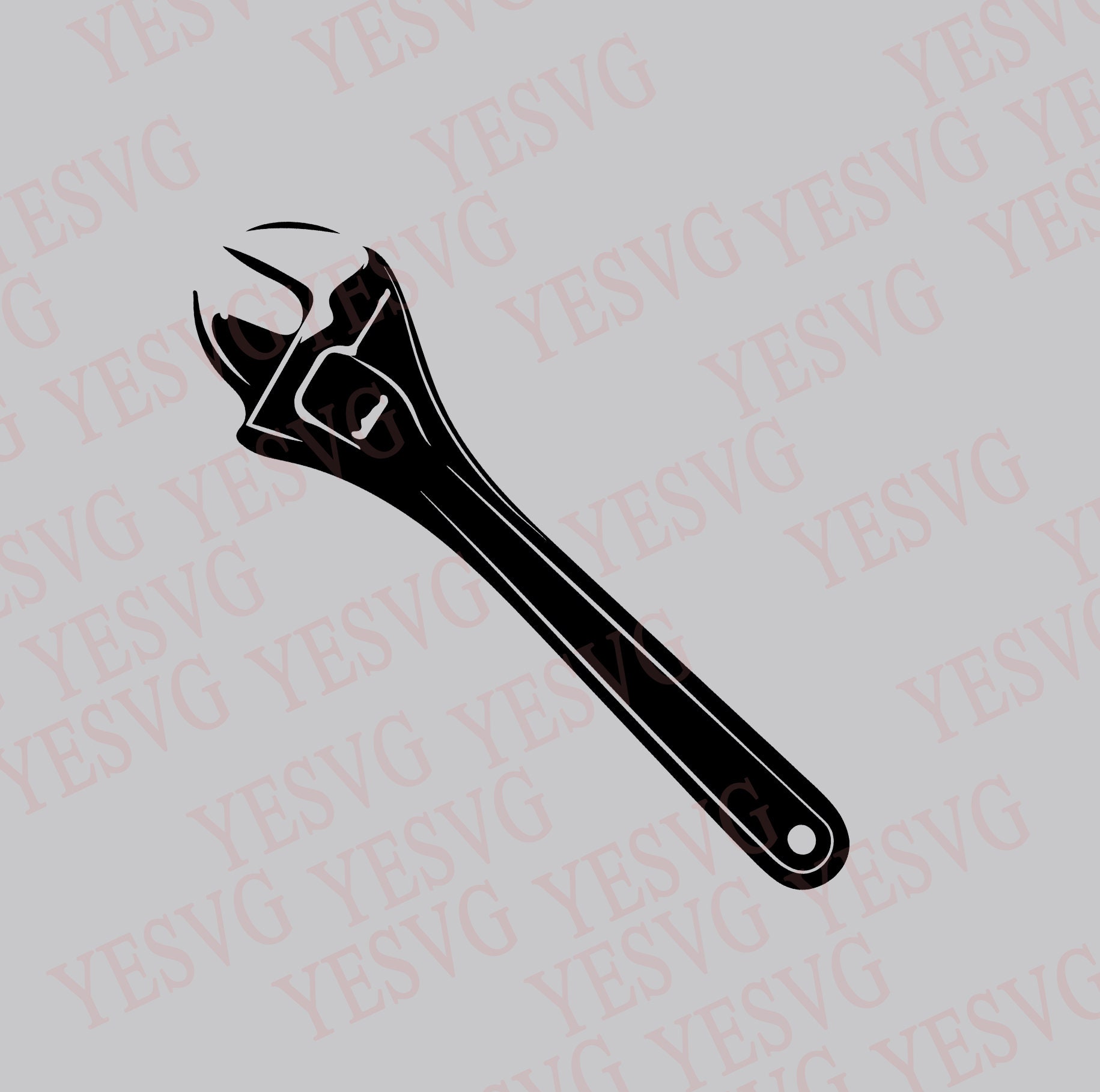 Wrench Svg, Adjustable Spanner Vector, Monkey Wrench Graphic