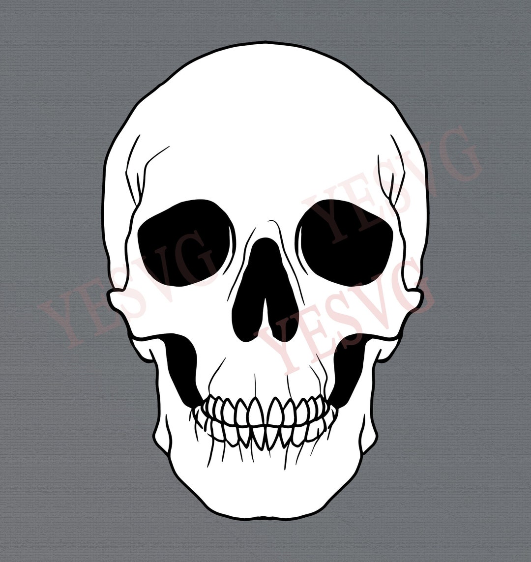 White Skull Svg File Skeleton Face Svg Gothic Skull Black And White