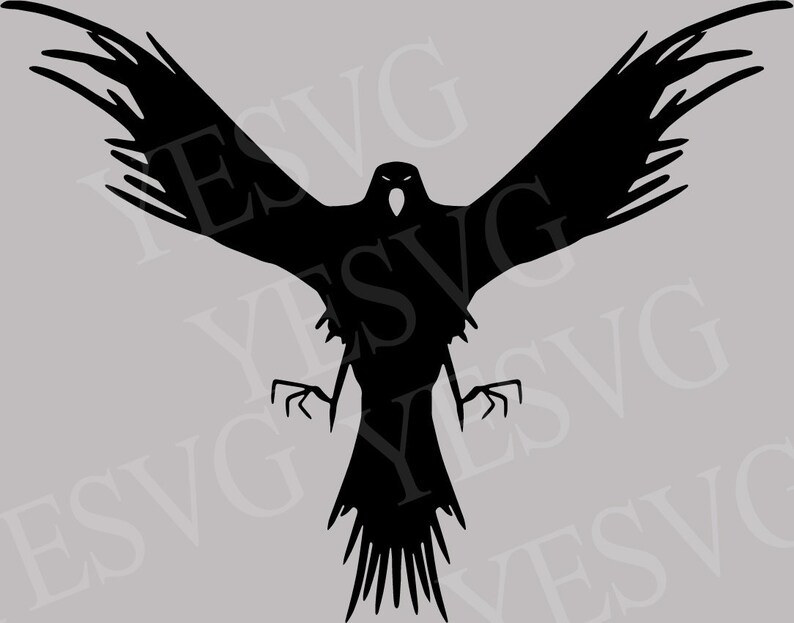 Download Raven SVG Black bird svg file Crow clipart svg Flying raven | Etsy