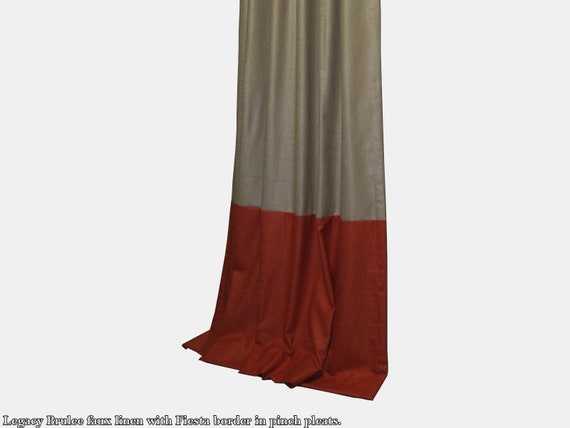 Bordered Faux Linen Curtains Legacy Collection Two Toned Etsy
