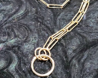 Gold Paperclip Chain Necklace: Sterling Silver Charm Holder