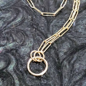 Gold Paperclip Chain Necklace: Sterling Silver Charm Holder