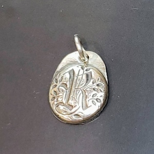 Sterling silver initial pendant, gothic lettering,  monogram necklace, old English initial charm, personalized, Vintage inspired. Handmade.