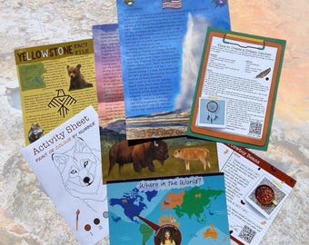 Digital Download Travel Adventure Letter and Activity Pack for Children - Yellowstone Educational Printable