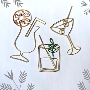 Cocktail Gläser handmade aus Draht, Metall Wand Kunst, Geschenk, Küche, Essbereich, Bar,