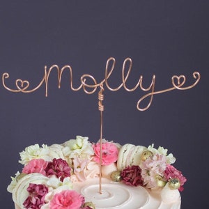 Custom Name with hearts cake topper, handmade, wire, birthday, party, celebration