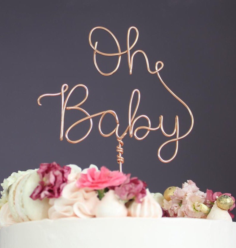 Oh Baby cake topper, handmade, wire, baby shower, celebration image 3