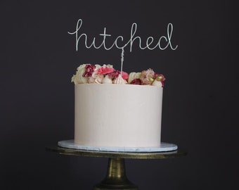 hitched cake topper, handmade, wire, wedding, engagement, anniversary, soulmates