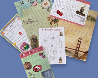 Digital Download Travel Adventure Letter and Activity Pack for Children - San Francisco  Educational Printable