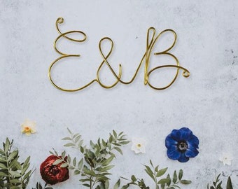 Custom Initials, handmade wire sign, Valentines Day, Engagement, Wedding, Anniversary, love, soulmates, wall art