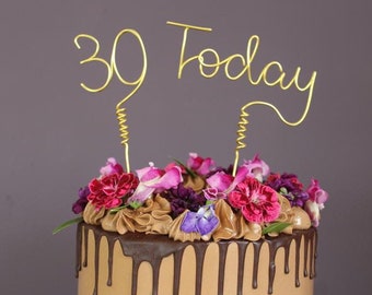 Topper de gâteau numéro personnalisé et aujourd'hui, fait à la main, fil, anniversaire, fête, célébration