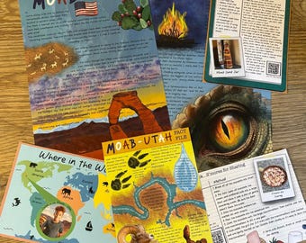 Digital Download Travel Adventure Letter and Activity Pack for Children - Moab Educational Printable