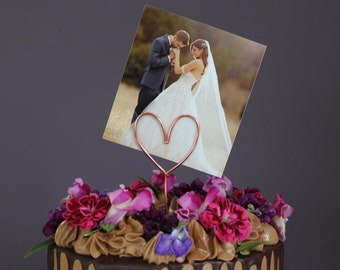 Heart photo holder cake topper, handmade, wire, wedding, engagement, anniversary, soulmates