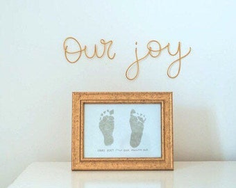 Wire 'Our joy' handmade wire words, names, phrases, quotes, lyrics, metal wall art, cursive lettering, nursery, child's bedroom