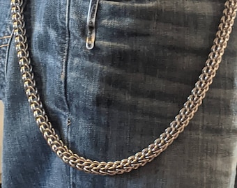 Nickel Silver Chain. Solid Brass Wallet Chain, Long Key