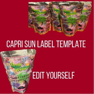 DIGITAL - Capri sun template, custom Capri sun printable, Canva Capri sun template, edit yourself Capri sun, custom goodie bags, party treat