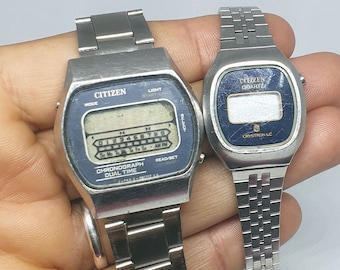 Two 1970s Vintage Citizen Digital Watches - Repair or Parts