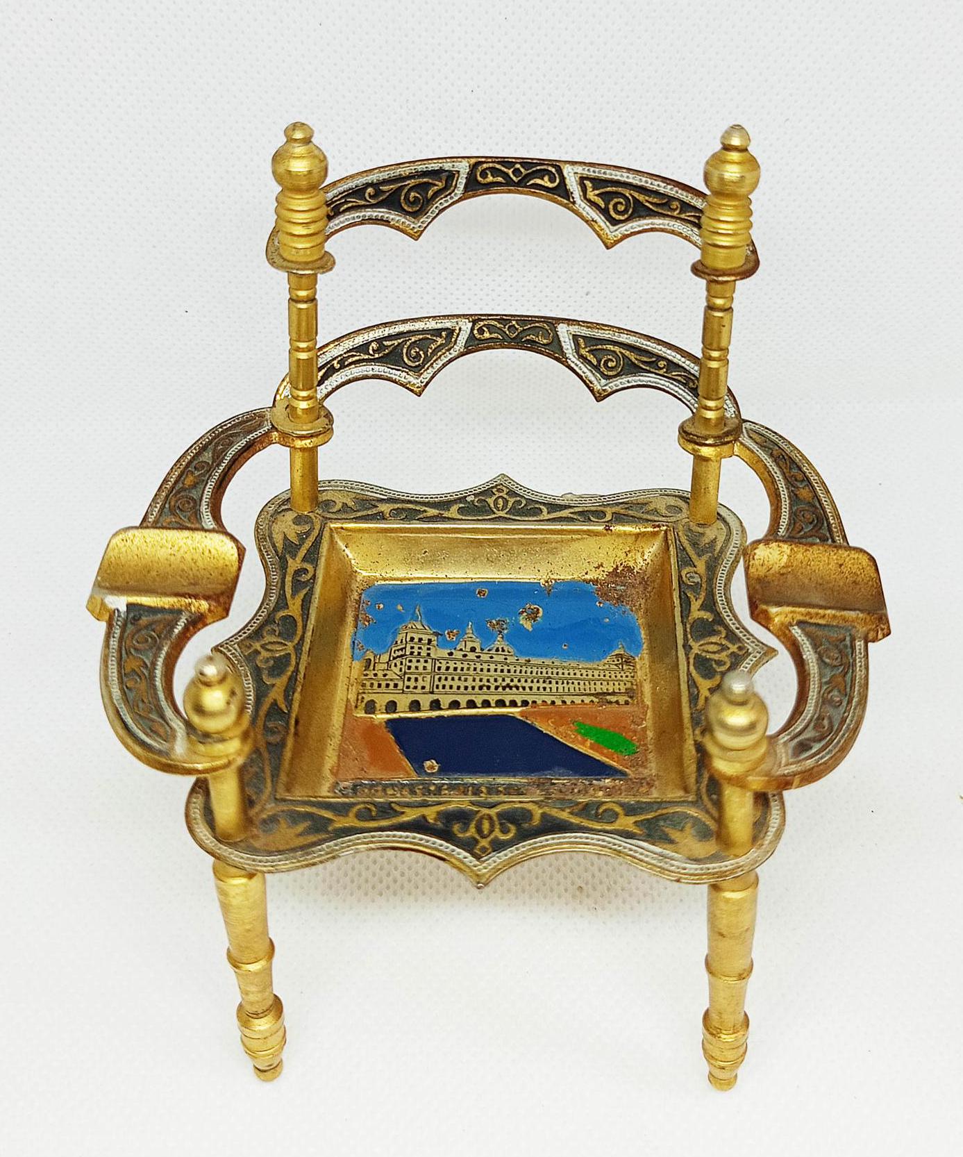 Vintage Beautiful Brass Ashtray in the Shape of a Chair-rare