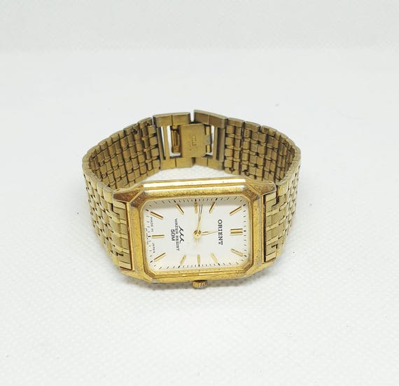 vintage Orient gold bracelet Watch 時計 Vintage Orient Gold With Diamond 90s All Original - Etsy