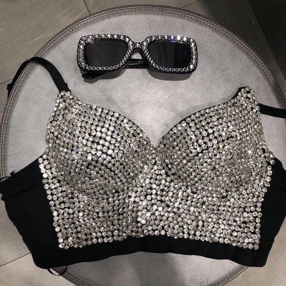 rhinestone bustier bra