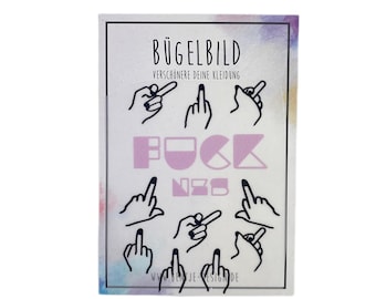 Feminist iron-on transfers, middle finger, FCK NZS, DIY