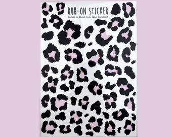 Leopard Print Two-Tone Rub-On Stickers | Bicycle Stickers in Black, Pink, Purple, and Brown | Animal Print Transfer Stickers