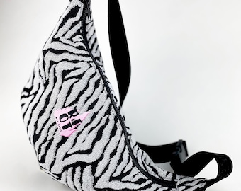MOONBAG Zebra Jacquard Fabric, Black and White, Animal Print, Crossbody Handbag, Handmade, Fairtrade
