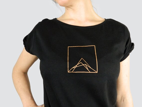 T Shirt Black Screen Print Copper Mountain Fairtrade Etsy