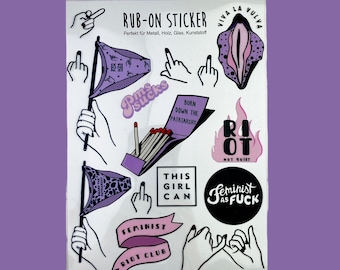 Rub-On Sticker "Feminism Mix" – Transfer Stickers for Glass, Metal & Creative Projects | Durable Decals, DIY