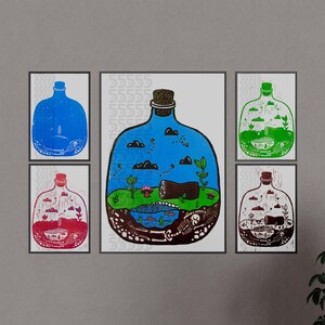 Life Cycle Terrarium Linocut Print - ALL