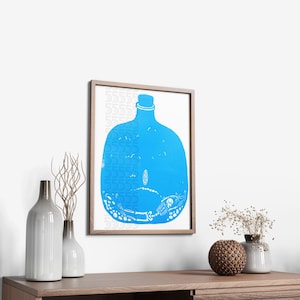 Life Cycle Terrarium Linocut Print - BLUE ONLY
