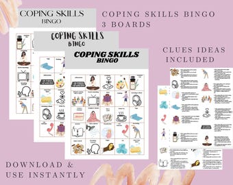 Coping Skills Bingo, Self Care Bingo, Mental Health Bingo, Therapy Bingo, Mental Health Games, Teacher Ideas, Wellness Games, Games for Kids