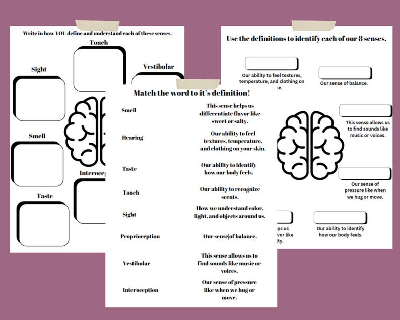 Sensory Regulation Workbook, Sensory Systems, Sensory Worksheets, Coping Skills Worksheets, Activities for Kids, Activities for Teens