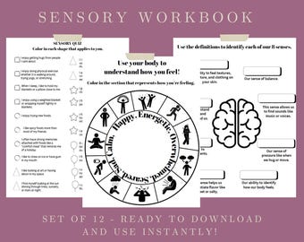 Utdelat material om sensorisk reglering, neurobekräftelse, sensoriska system, sensoriska arbetsblad, copingfärdigheter för barn, terapiaktiviteter, föräldraidéer