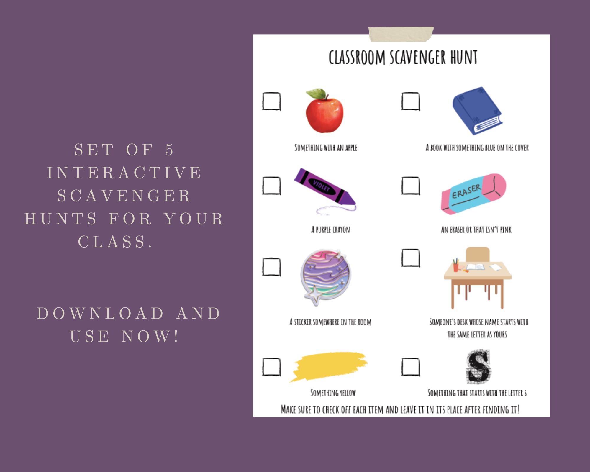 Classroom Scavenger Hunt, Scavenger Hunt for Kids, Classroom Activities ...