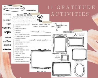Gratitude Activites, Learning Self-Compassion for Kids, Social-Emotional Skills, Gratitude Worksheets for Kids, Therapy Resources for Teens