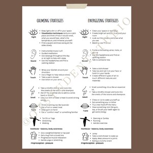 Sensory Intervention Ideas Therapy Session Handouts Sensory Regulation Worksheets Occupational Therapy Interventions Social Work Child Life Specialist Paraprofessional OT Ideas Pediatric Session Ideas Teacher Education Worksheets Teens Adults