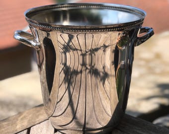Vintage French SILVER PLATED Champagne bucket, wine cooler. Fabulous condition. Hallmarked “ORFEVRERIE de France”