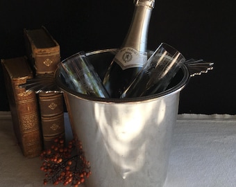Vintage Christofle Silver Plated Champagne Bucket, Shell Handles