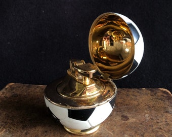 1960’s Table lighter in shape of FOOTBALL, or SOCCER ball. Vintage French. Unique man gift.