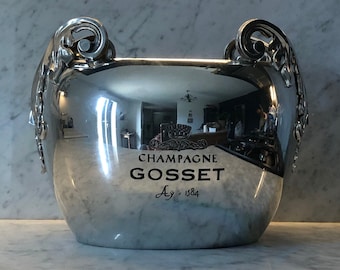 GOSSET Champagne cooler, ice bucket. “GOSSET” is the oldest Champagne brand, making bubbles since 1584 in AŸ, and still going strong.