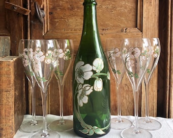 6 Vintage “PERRIER-JOUET” Belle Epoque, Art Nouveau, Crystal